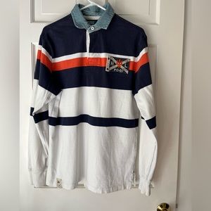 Vintage Polo Ralph Lauren faded denim collar long sleeve rugby polo
